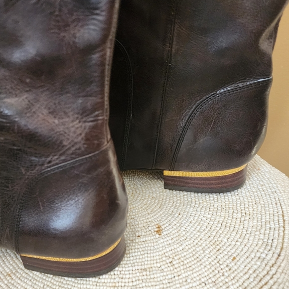 Isola Brown Leather Tall Riding Biker Boots, Size 9.5 - Picture 5 of 11